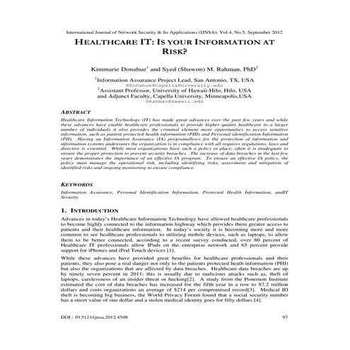 HEALTHCARE IT: IS YOUR INFORMATION AT RISK? 