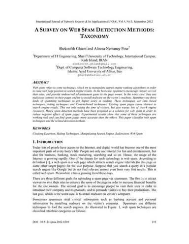 A SURVEY ON WEB SPAM DETECTION METHODS: TAXONOMY