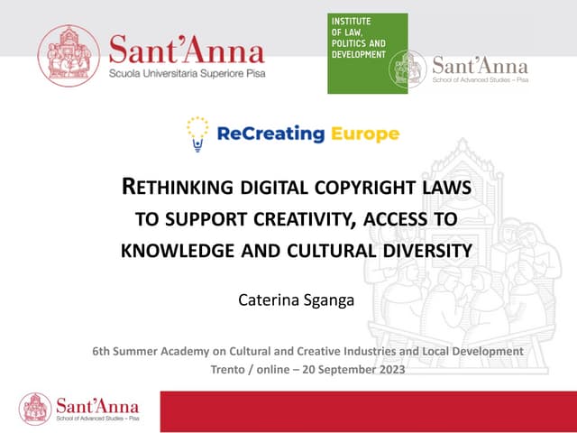 Rethinking digital copyright laws to supporto creativity, access to knowledge...