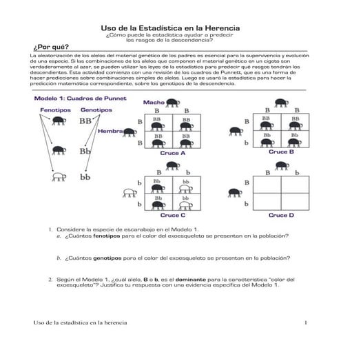 Uso de la estadística en la herencia. Guía basada en la metodología POGIL.