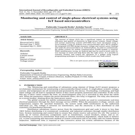 Monitoring and control of single-phase electrical systems using  IoT based mi...