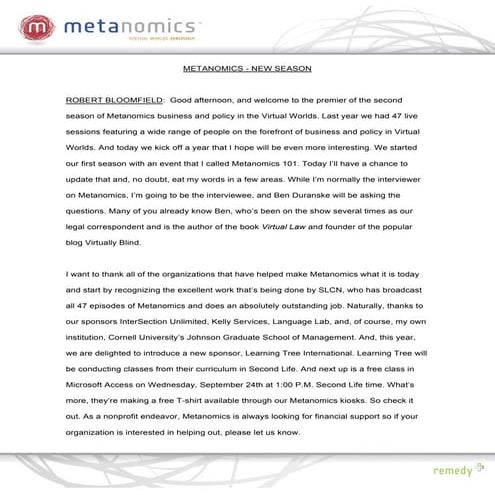 092208 Metanomics Revisited Metanomics Transcript