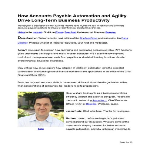How Accounts Payable Automation and Agility Drive Long-Term Business Producti...