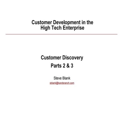 Customer Development/Lean Startup 092409 class 5 and 6