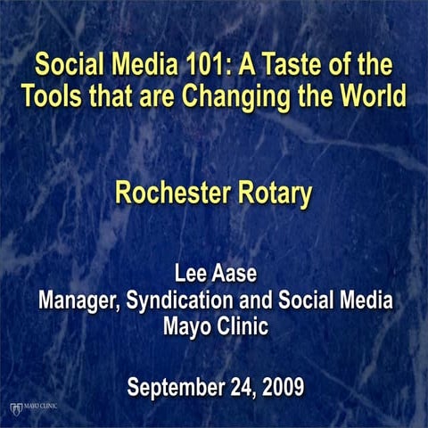 Social Media 101: A Taste of the Tools that are Changing the World