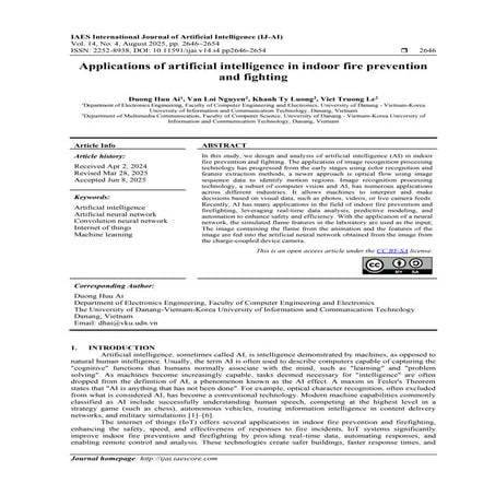 Applications of artificial intelligence in indoor fire prevention and ...