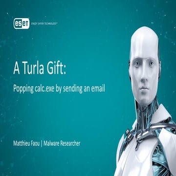 BlueHat v18 || A turla gift - popping calc.exe by sending an email