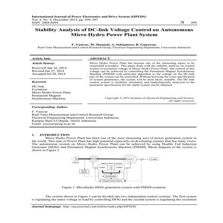 Stability Analysis of DC-link Voltage Control on Autonomous Micro Hydro Power...