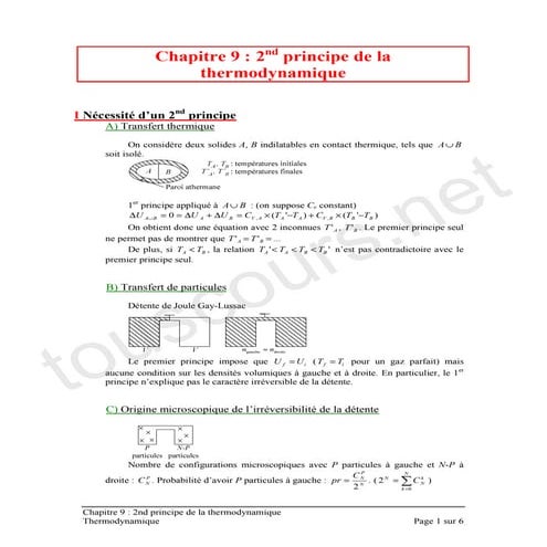 09 2nd principe de la thermodynamique