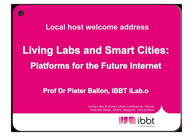 01 Living Labs and Smart Cities Pieter Ballon