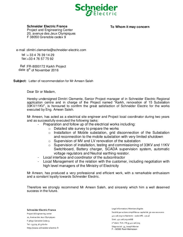 Sef Dimitri Letter Of Recommendation Ameen