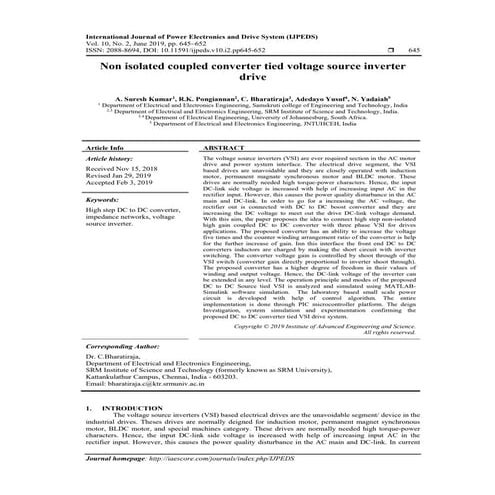 Non isolated coupled converter tied voltage source inverter drive