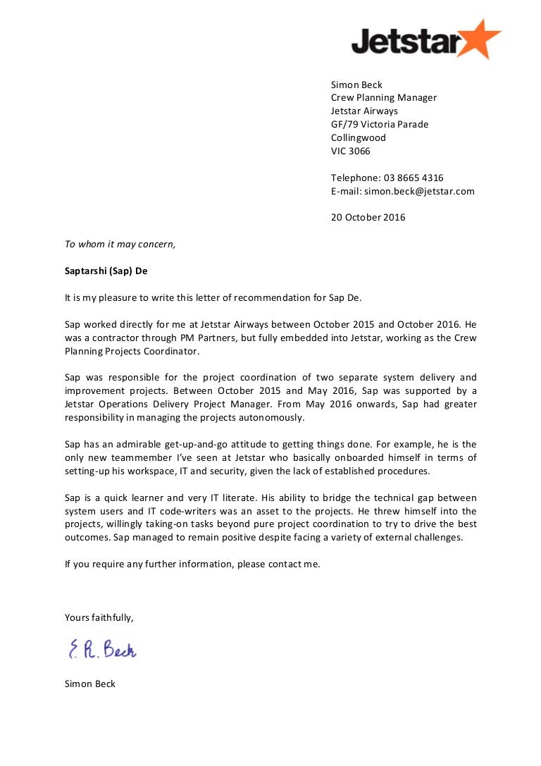 Recommendation Letter