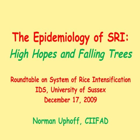 0949 The Epidemiology of SRI: High Hopes and Falling Trees