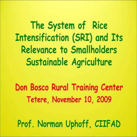 0954 The System of  Rice Intensification (SRI) and Its Relevance to Smallhold...