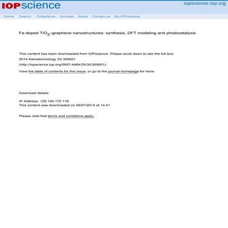 Iron Doped Titania Nanostructures Synthesis, DFT modelling and Photocatalysis