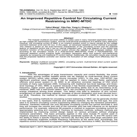 Control of HVDC Transmission System Based on MMC with Three-Level ...