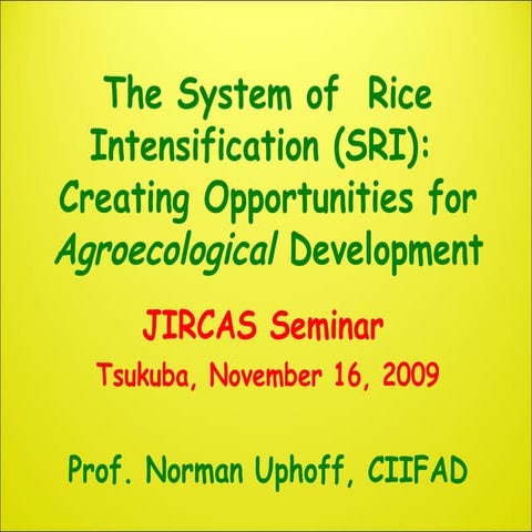 0959 The System of  Rice Intensification (SRI):  Creating Opportunities for A...