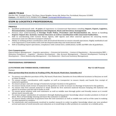 Typical job description import export manager | DOC