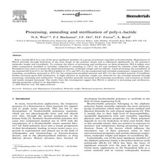 Processing, annealing and sterilisa...