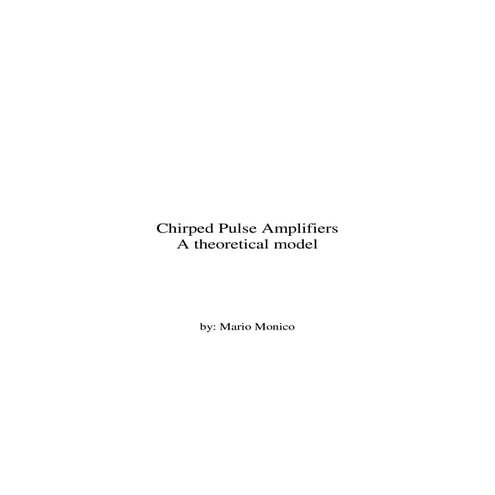 Chirped Pulse Amplifiers | PDF
