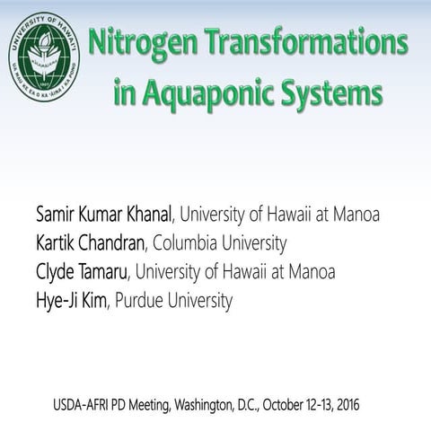 Nitrogen Transformations in Aquaponic Systems