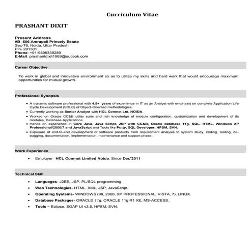 PrashantDixit_SrAnalyst_4.5yrs_Exp