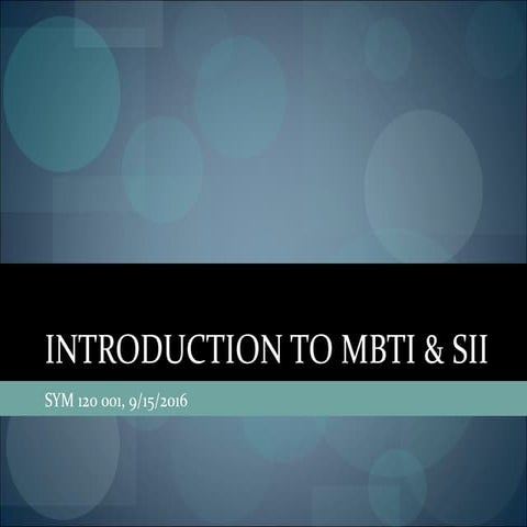 MBTI & SII Intro