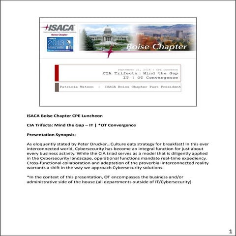 CIA Trifecta ISACA Boise 2016 Watson