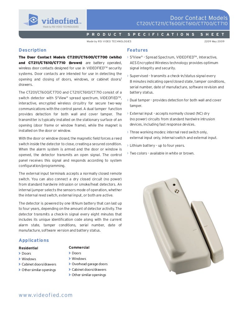 09 Door Contact Specifications Sheet
