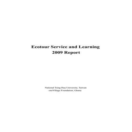 oneVillage Service and Learning Program 2009 Summary Report