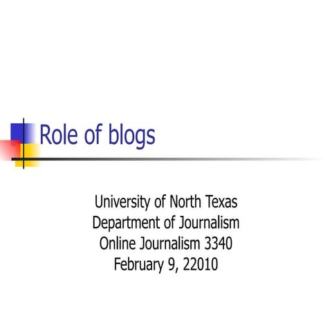 Journalism blogs: An introduction | PPTX