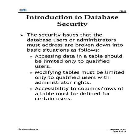 Database Security Slide Handout