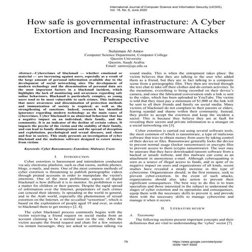 How Safe is Governmental Infrastructure: A Cyber Extortion and Increasing Ransomware Attacks Perspective