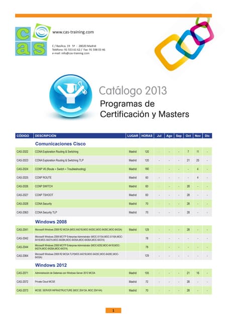 Programas de Certificación Oficial y Masters 2013 sem2