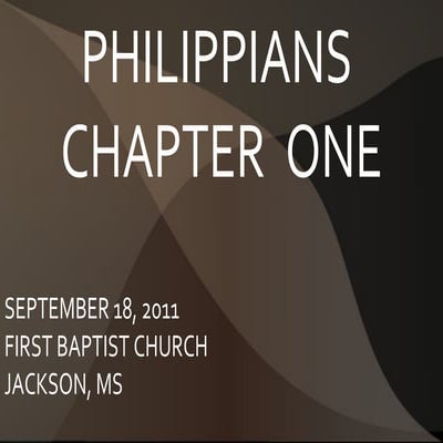 09 September 18, 2011 Philippians, Chapter One