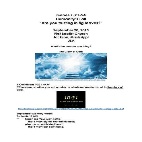 09 September 20, 2015, Genesis 3, Humanity's Fall