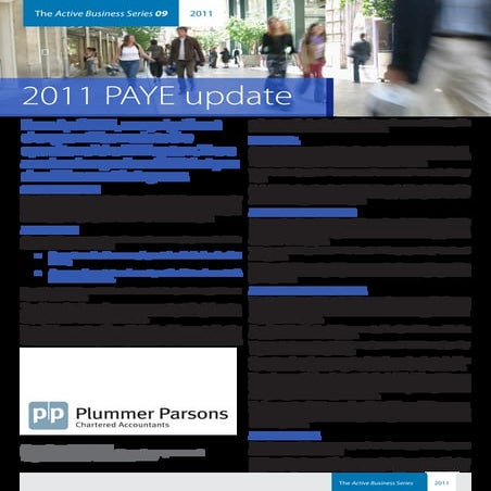 Plummer Parsons Chartered Accountants Mini Guide Series 09 2011 PAYE Update