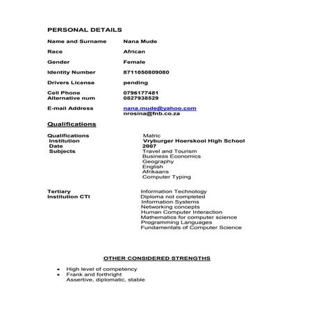 nana mude cv | PDF