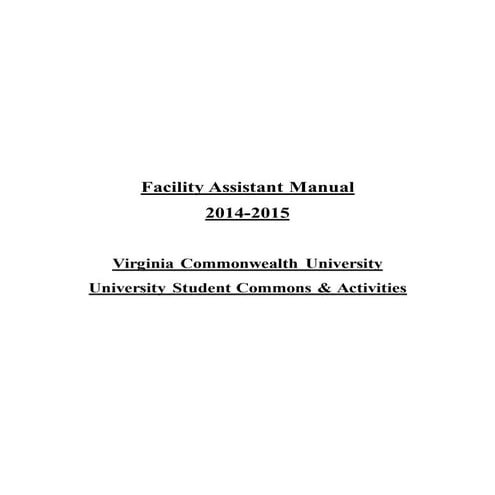 Facility Assistant Manual