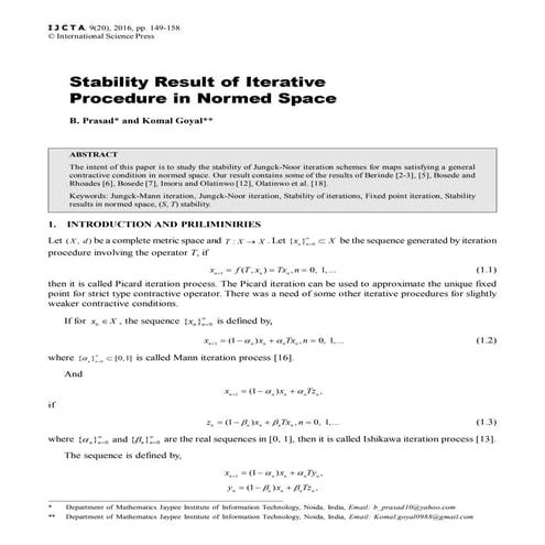 Stability Result of Iterative procedure in normed space