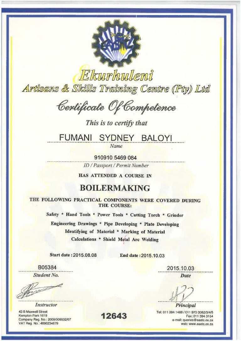 BoilerMaking Certificate