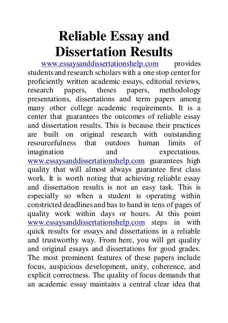 Essay on reliable