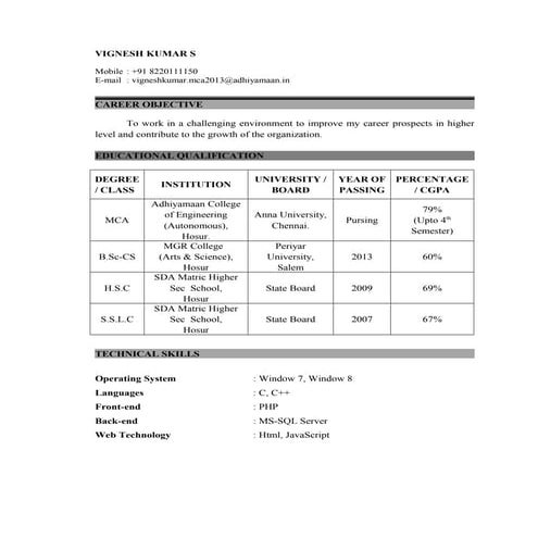 Vicky resume