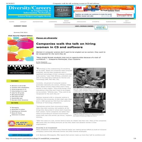 Companies walk the talk on hiring women in CS and software