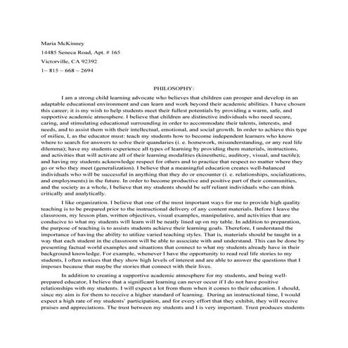 philosophy and educational guidelines