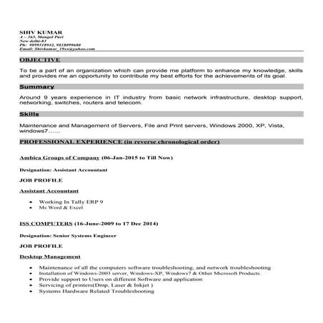 SHIV KUMAR NEW RESUME