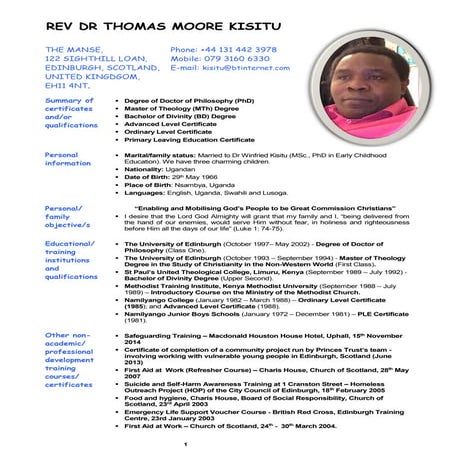 TOM KISITU CV | PDF