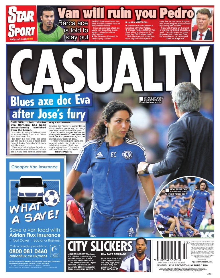 Eva Carneiro and Jose Mourinho Daily Star 12.08.15