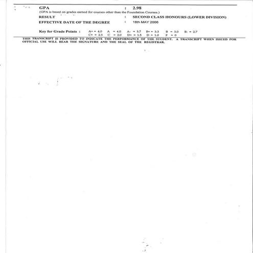 Academic transcript page 1 | PDF